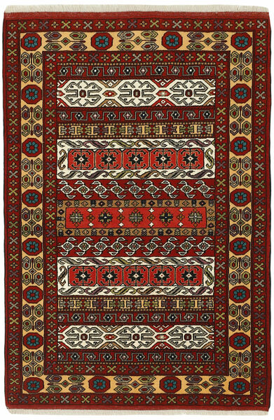 107X156 Torkaman Fine Teppich Orientalischer Schwarz/Dunkelrot (Wolle, Persien/Iran)