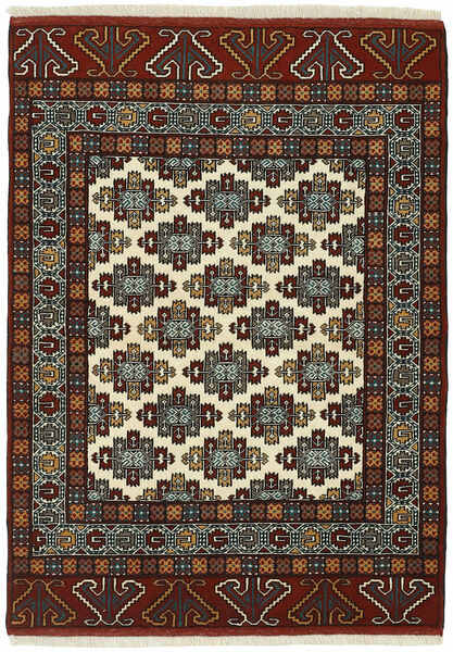 108X151 Torkaman Fine Matta Orientalisk Svart/Gul (Ull, Persien/Iran)