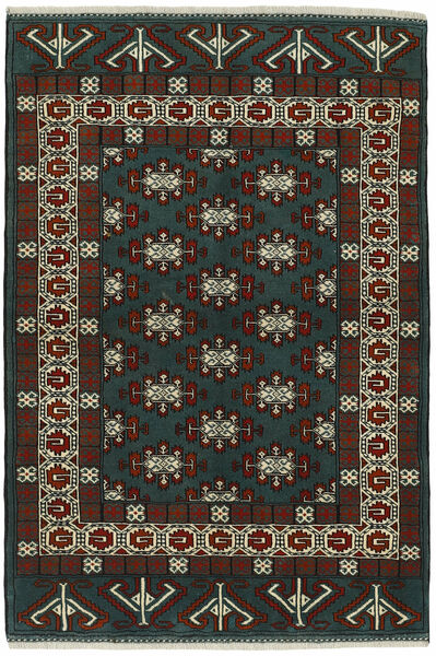 Torkaman Fine Teppich 104X150 Schwarz/Dunkelgrün Wolle, Persien/Iran