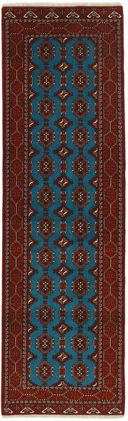  Oosters Torkaman Fine Vloerkleed 87X294 Tapijtloper Zwart/Donkerrood Wol, Perzië/Iran