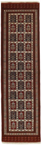 Torkaman Fine Rug 86X302 Persian Wool Black/Brown Small