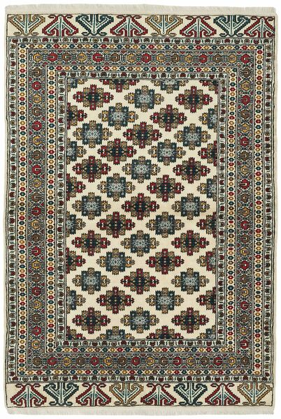 136X201 Torkaman Fine Teppich Orientalischer Schwarz/Braun (Wolle, Persien/Iran)