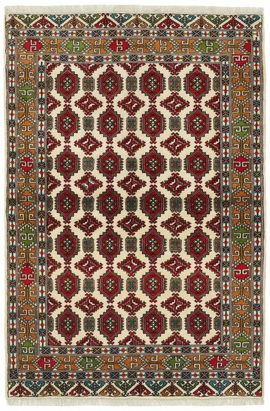 135X196 Torkaman Fine Teppich Orientalischer Schwarz/Braun (Wolle, Persien/Iran)