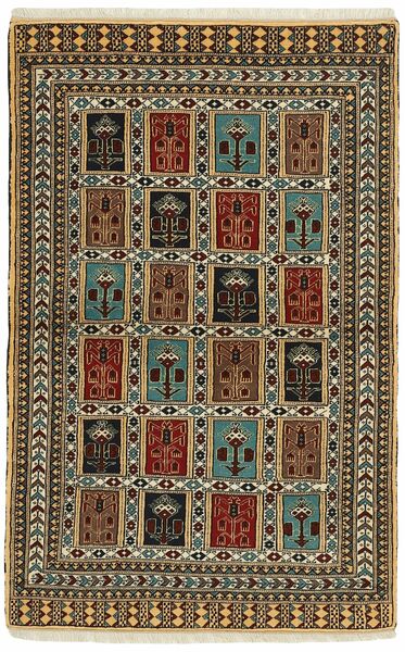  100X155 Torkaman Fine Vloerkleed Zwart/Bruin Perzië/Iran