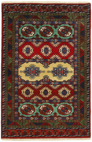 Alfombra Oriental Torkaman Fine 133X195 Negro/Rojo Oscuro (Lana, Persia/Irán)
