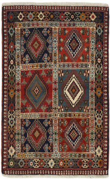 絨毯 オリエンタル ヤラメー 80X127 ブラック/茶色 (ウール, ペルシャ/イラン)