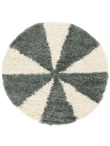  Kids Rug Shaggy Ø 100 Merry Green/Off White Round Small