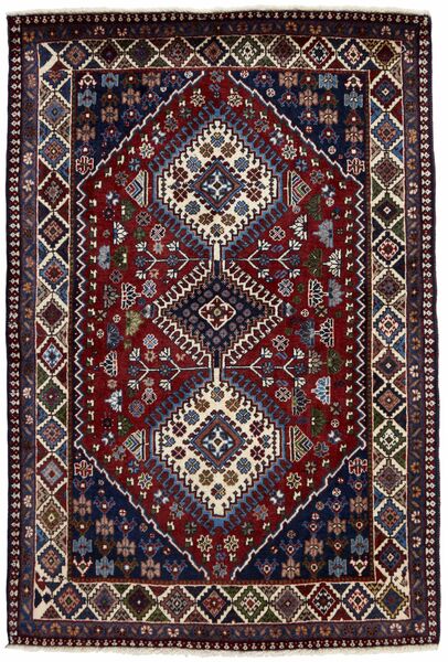 104X155 Yalameh Teppich Orientalischer Schwarz/Dunkelrot (Wolle, Persien/Iran)