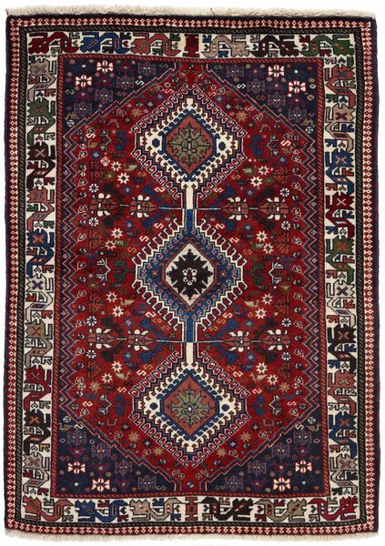 絨毯 ヤラメー 105X144 ブラック/ダークレッド (ウール, ペルシャ/イラン)
