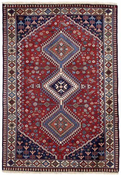 絨毯 オリエンタル ヤラメー 104X147 ブラック/ダークレッド (ウール, ペルシャ/イラン)