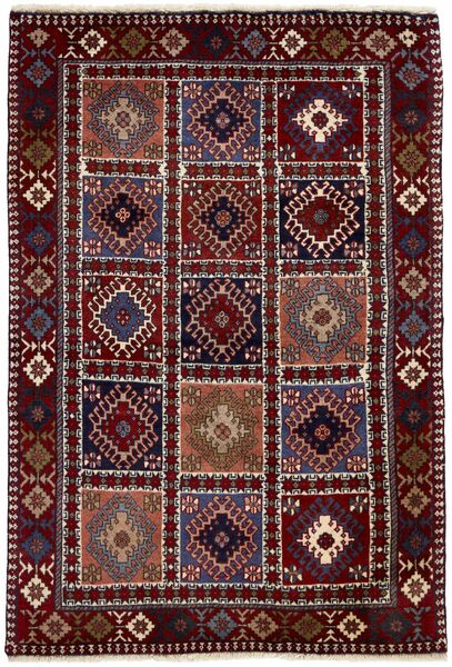 101X150 Yalameh Teppich Orientalischer Schwarz/Dunkelrot (Wolle, Persien/Iran)