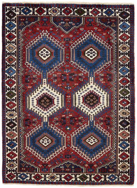  Yalameh Rug 102X148 Persian Wool Black/Dark Red Small