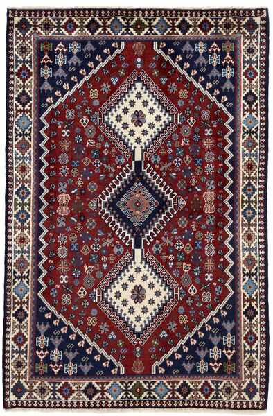 102X157 Yalameh Teppich Orientalischer Schwarz/Dunkelrot (Wolle, Persien/Iran)