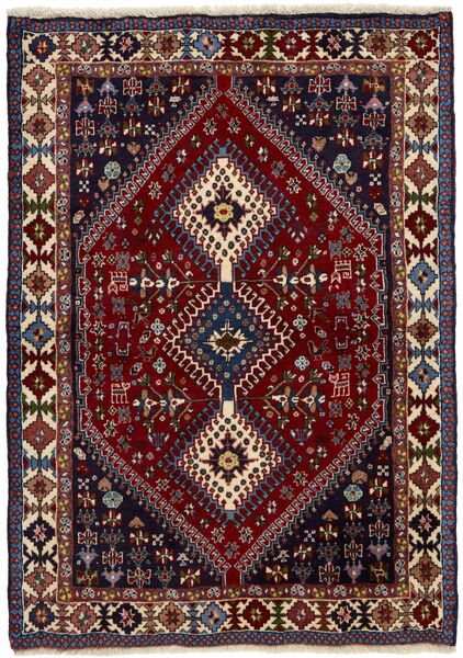 107X150 Χαλι Yalameh Ανατολής Μαύρα/Σκούρο Κόκκινο (Μαλλί, Περσικά/Ιρανικά)