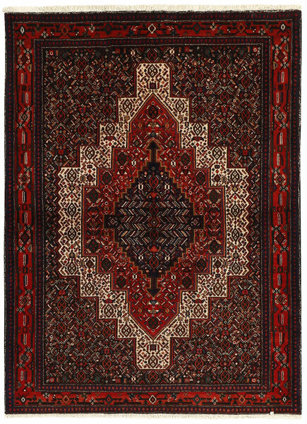  128X174 Seneh Vloerkleed Zwart/Donkerrood Perzië/Iran