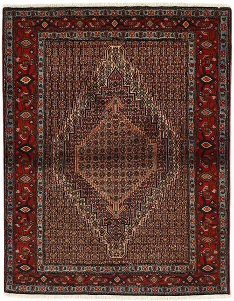128X162 Dywan Seneh Orientalny Czarny/Ciemnoczerwony (Wełna, Persja/Iran)