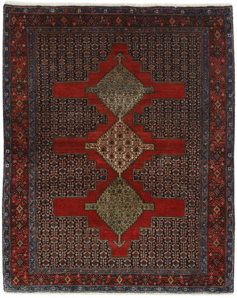Dywan Orientalny Seneh 125X160 Czarny/Ciemnoczerwony (Wełna, Persja/Iran)