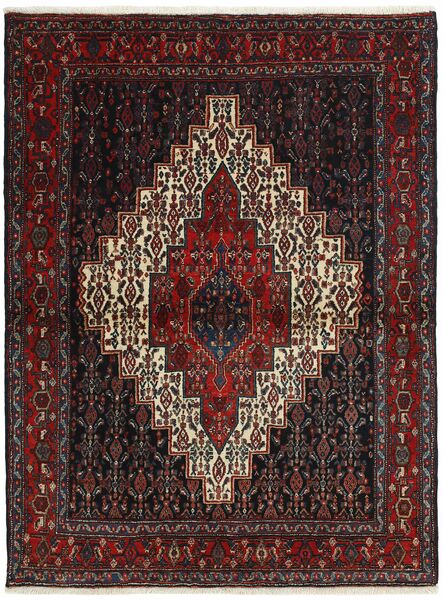 128X168 Dywan Seneh Orientalny Czarny/Ciemnoczerwony (Wełna, Persja/Iran)