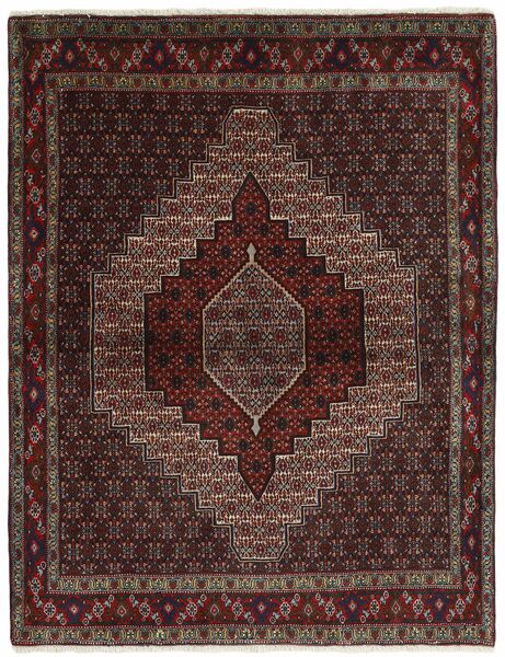 123X160 絨毯 Seneh オリエンタル ブラック/茶色 (ウール, ペルシャ/イラン)