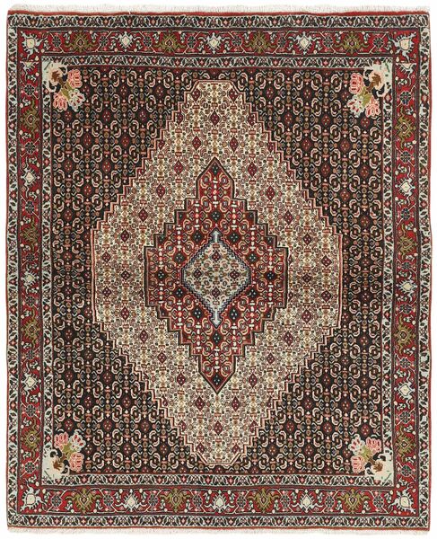 絨毯 Seneh 128X155 ブラック/茶色 (ウール, ペルシャ/イラン)