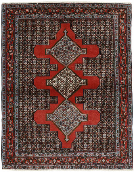 Χαλι Seneh 126X158 Μαύρα/Σκούρο Κόκκινο (Μαλλί, Περσικά/Ιρανικά)