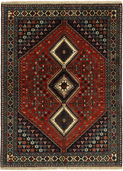 149X200 Yalameh Vloerkleed Oosters Zwart/Donkerrood (Wol, Perzië/Iran)