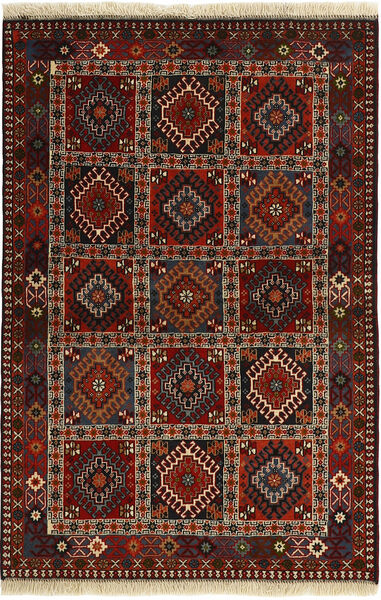 101X154 Dywan Yalameh Orientalny Czarny/Ciemnoczerwony (Wełna, Persja/Iran)