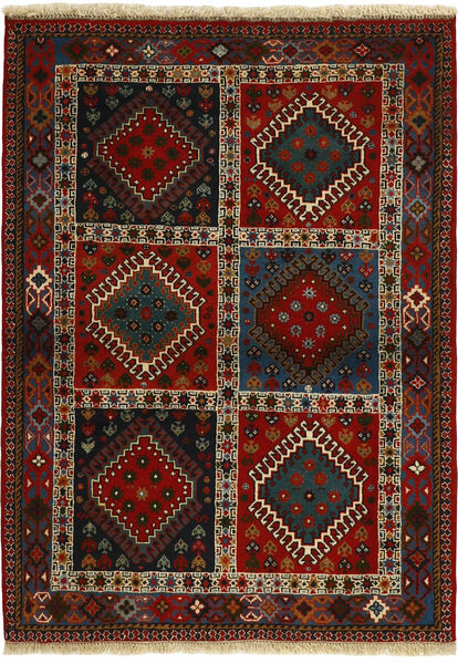 Tapis Yalameh 104X147 Noir/Rouge Foncé (Laine, Perse/Iran)