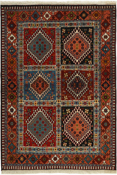 103X153 Dywan Yalameh Orientalny Czarny/Ciemnoczerwony (Wełna, Persja/Iran)