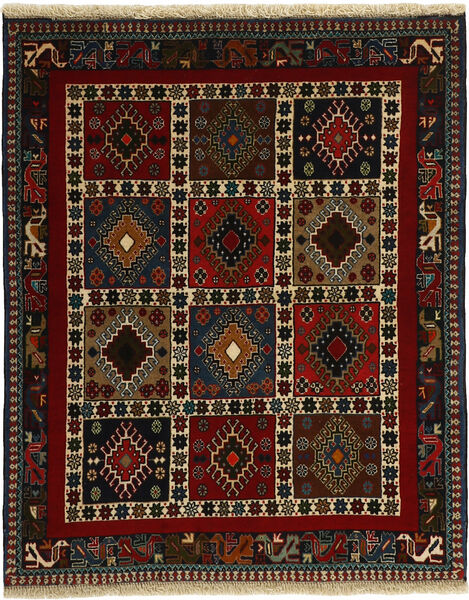 絨毯 ヤラメー 104X136 ブラック/ダークレッド (ウール, ペルシャ/イラン)