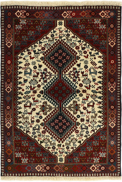  Yalameh Teppich 98X142 Persischer Wollteppich Schwarz/Gelb Klein