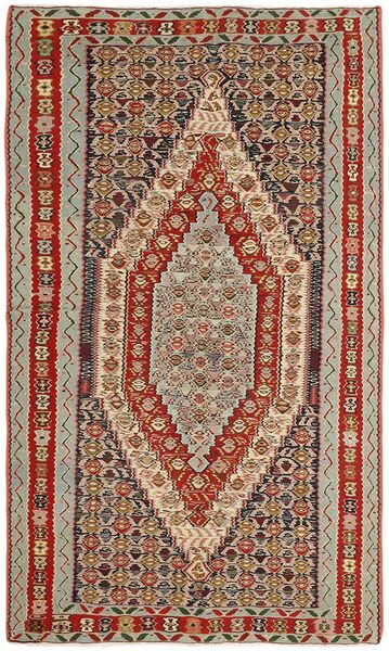 138X247 Kelim Senneh Fine Teppe Orientalsk Brun/Mørk Rød (Ull, Persia/Iran)