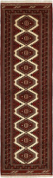  Perzisch Turkaman Vloerkleed 84X291 Zwart/Bruin