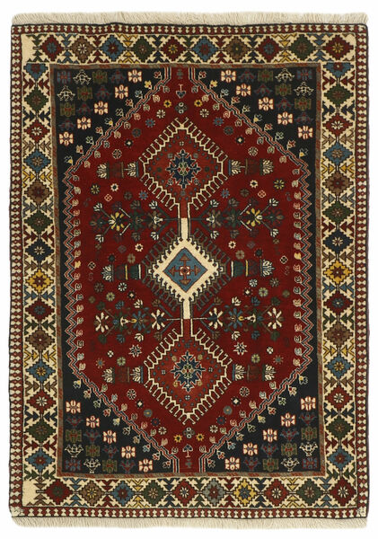 絨毯 ヤラメー 102X148 ブラック/茶色 (ウール, ペルシャ/イラン)