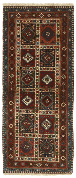 Yalameh Teppich 85X198 Läufer Schwarz/Dunkelrot Wolle, Persien/Iran