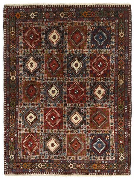 絨毯 ヤラメー 150X197 ブラック/茶色 (ウール, ペルシャ/イラン)