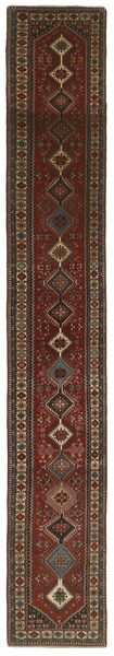 絨毯 ペルシャ ヤラメー 80X612 廊下 カーペット ブラック/茶色 (ウール, ペルシャ/イラン)