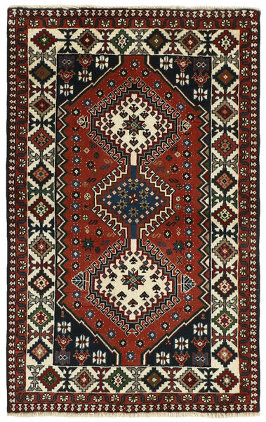 Yalameh Teppe 86X137 Svart/Mørk Rød Ull, Persia/Iran