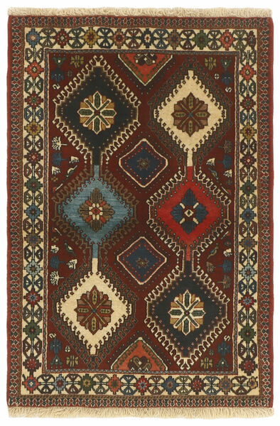 絨毯 オリエンタル ヤラメー 80X123 ブラック/茶色 (ウール, ペルシャ/イラン)