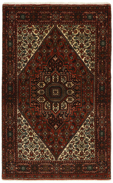 97X157 絨毯 ゴルトー オリエンタル ブラック/茶色 (ウール, ペルシャ/イラン)