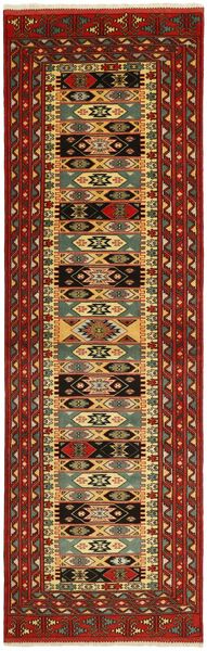 Koberec Perský Turkaman 86X296 Běhoun Tmavě Červená/Černá (Vlna, Persie/Írán)