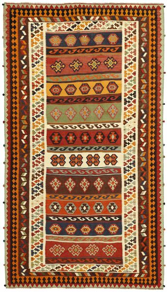 158X280 絨毯 キリム ヴィンテージ オリエンタル ブラック/茶色 (ウール, ペルシャ/イラン)