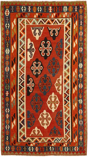 160X291 Dywan Orientalny Kilim Vintage Ciemnoczerwony/Czarny (Wełna, Persja/Iran)