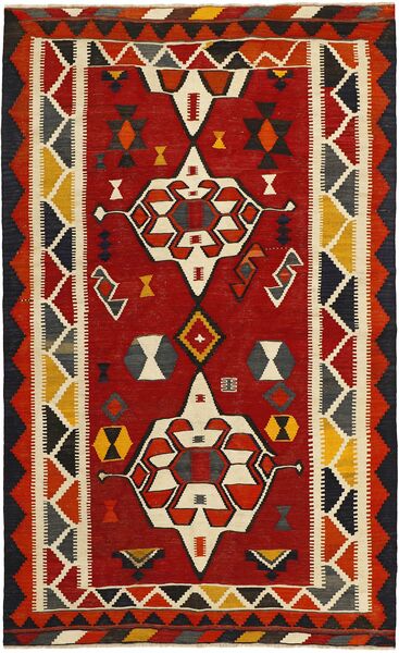  Oosters Kelim Vintage Vloerkleed 147X243 Donkerrood/Zwart Wol, Perzië/Iran