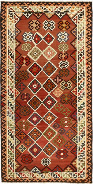  Orientalsk Kelim Vintage Tæppe 140X279 Mørkerød/Sort Uld, Persien/Iran