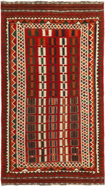 Kelim Vintage Tæppe 157X283 Mørkerød/Sort Uld, Persien/Iran