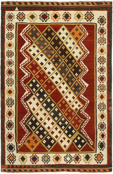 Persischer Kelim Vintage Teppich 143X219 Schwarz/Dunkelrot (Wolle, Persien/Iran