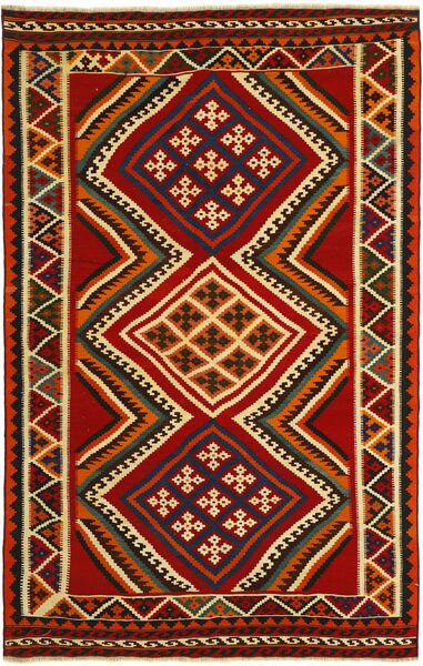 156X247 Tapete Oriental Kilim Vintage Preto/Vermelho Escuro (Lã, Pérsia/Irão)