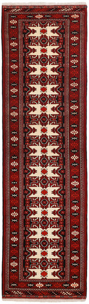  Turkaman Χαλι 83X297 Περσικό Μαλλινο Μαύρα/Σκούρο Κόκκινο Μικρό