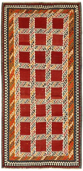 Alfombra Persa Kilim Vintage 141X297 De Pasillo Rojo Oscuro/Negro (Lana, Persia/Irán)